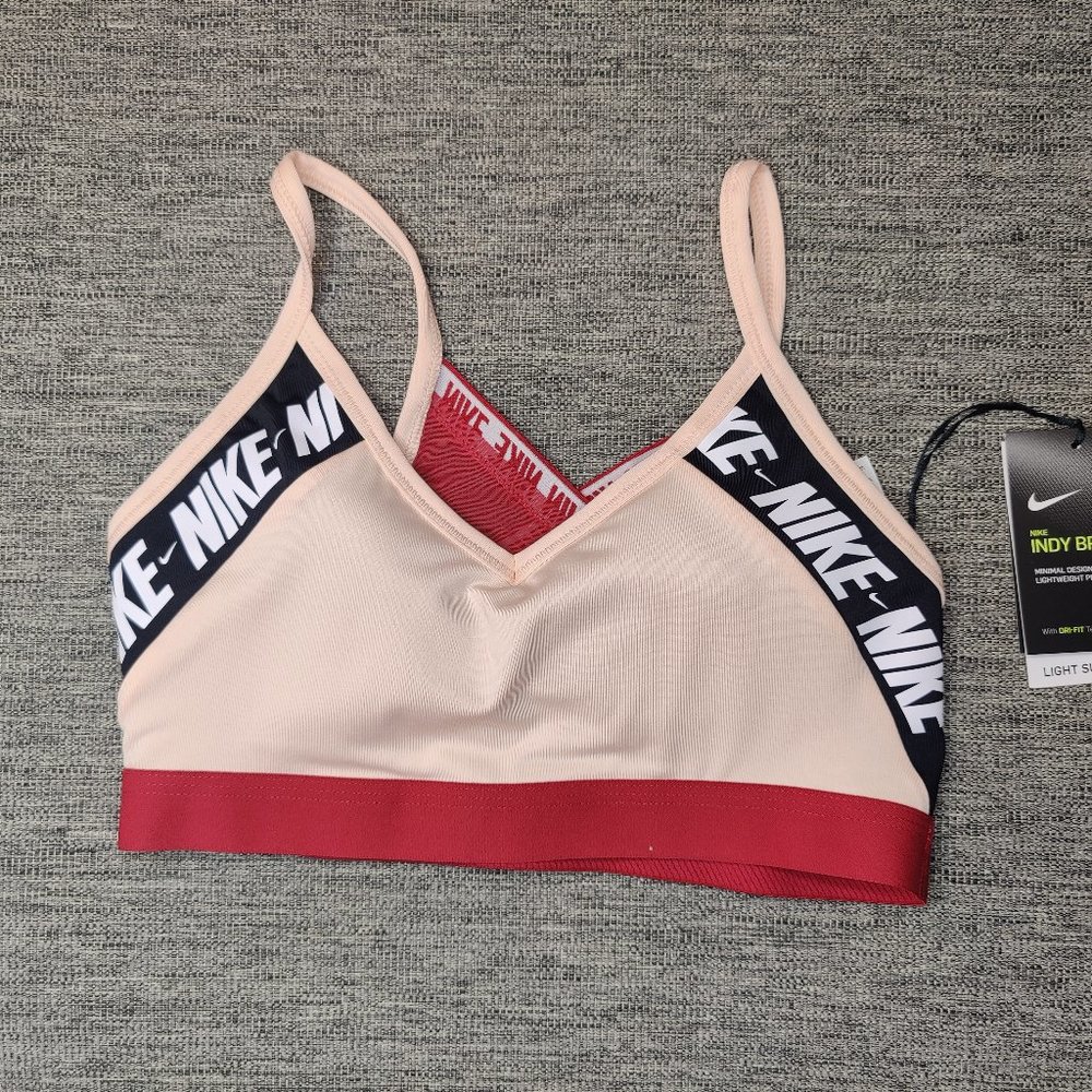 NIKE INDY LOGO WOMEN'S LIGHT SUPPORT SPORTS TRAINING BRA BD 4639-664 SIZE M XL